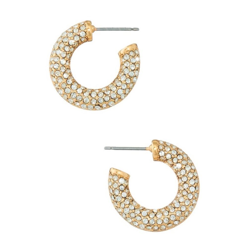 1 LEFT!! DUA GOLD RHINESTONE HOOP EARRINGS